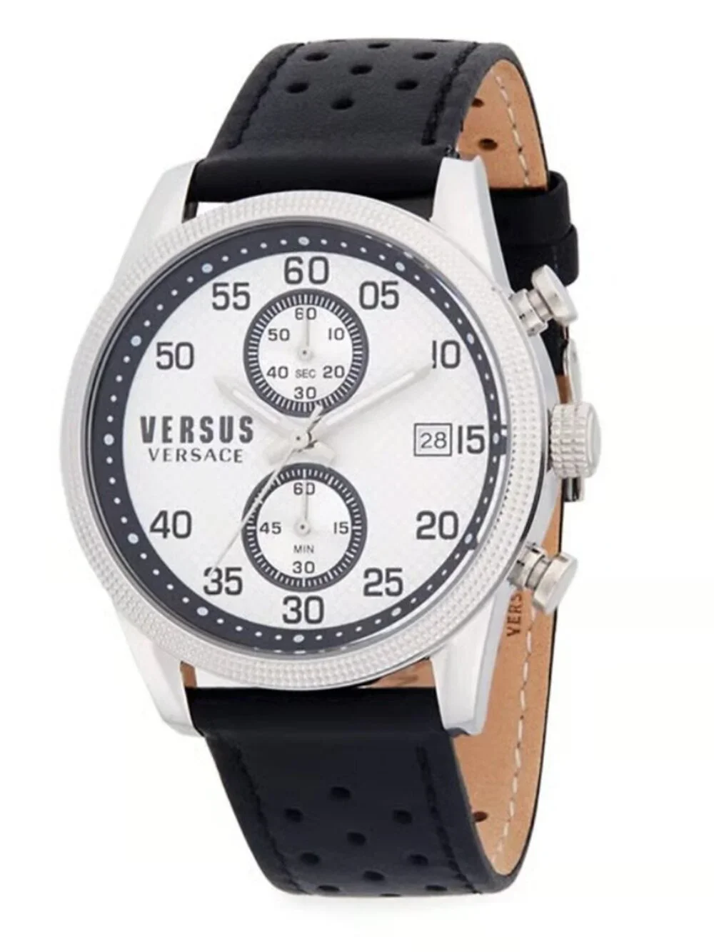 Versus Versace Silver Case White Dial Black Accents Men's Chronograph Watch
